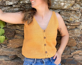 AzucenaTee, Crochet pattern, top pattern PDF, Women's crochet top, patrones de ganchillo, top crochet mujer