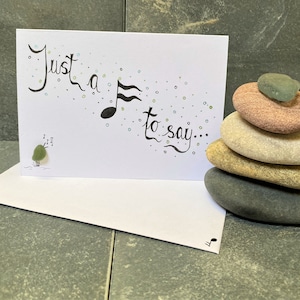 Handgemalte Grußkarte, Seeglas Vogel, handgemachte Karte, ethische Karte, Just a Note Gruß, personalisierte Karte