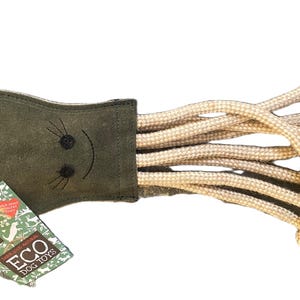 Olive Octopus Eco-Friendly Natural Suede & Jute Dog Toy - Durable, Sustainable, UK-Made
