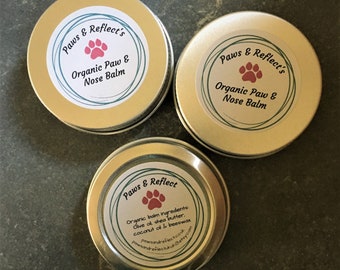 Organic dog paw balm, paw and nose balm for rough or sore paws, organic unscented natural balm, puppy paw balm, dog well being,