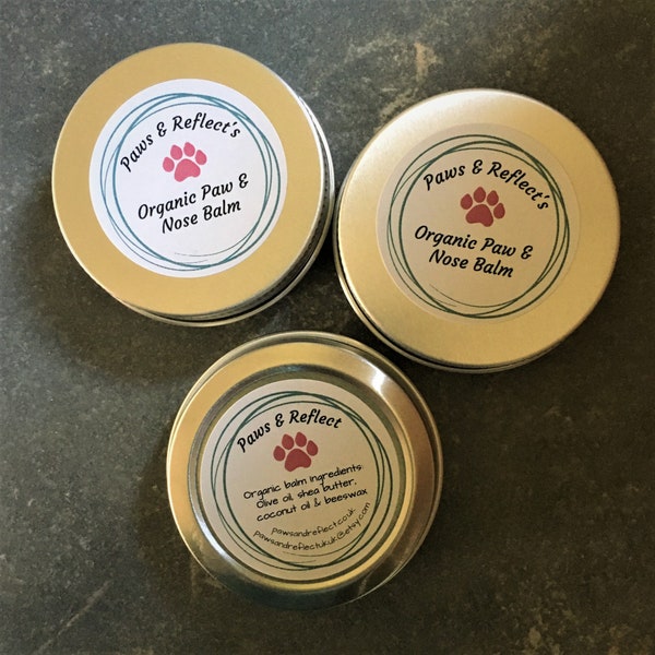 Organic dog paw balm, paw and nose balm for rough or sore paws, organic unscented natural balm, puppy paw balm, dog well being,