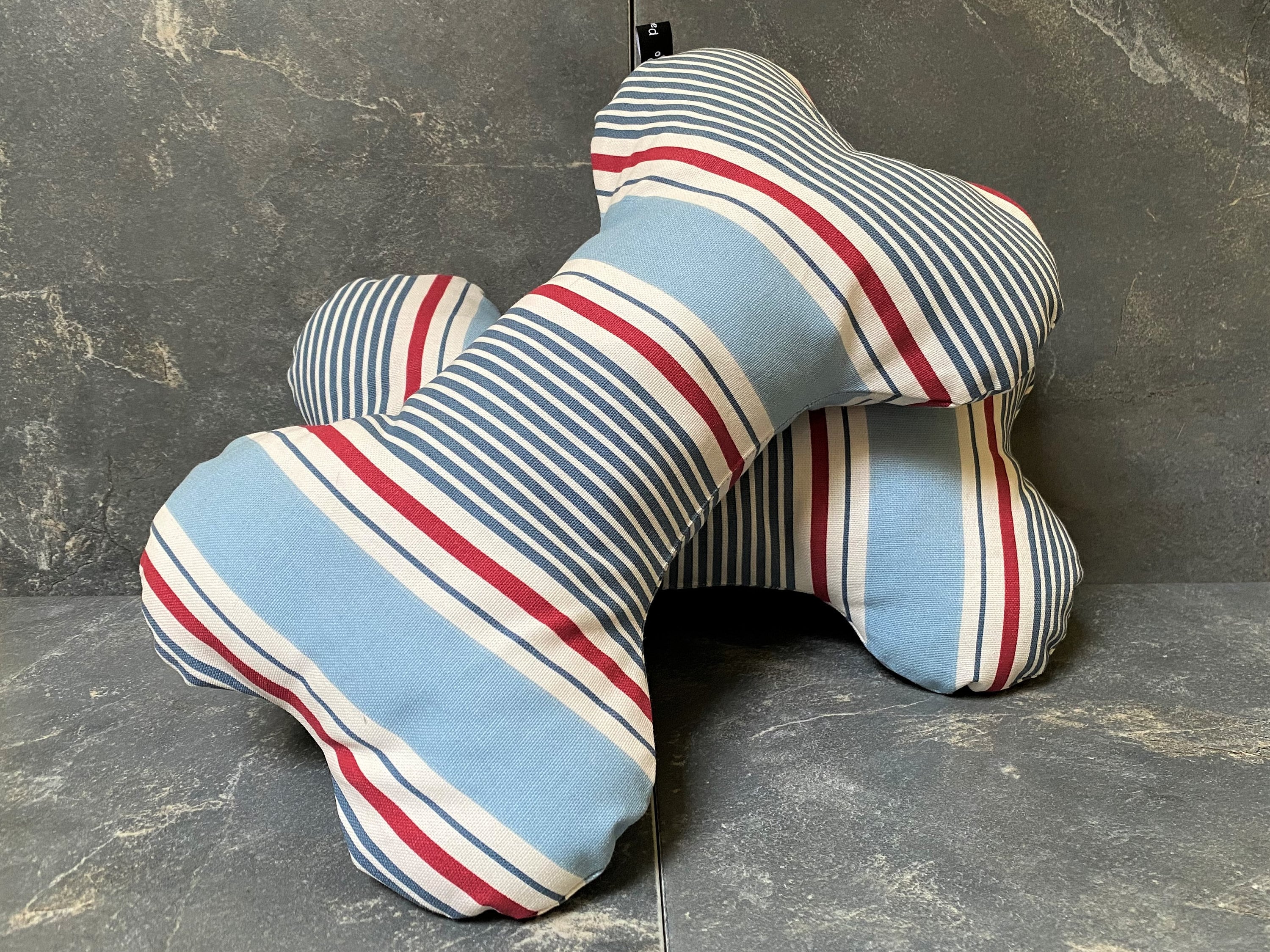 Dog Bone Pillow Fun Dog Bone Cushion Red Blue and White Etsy UK