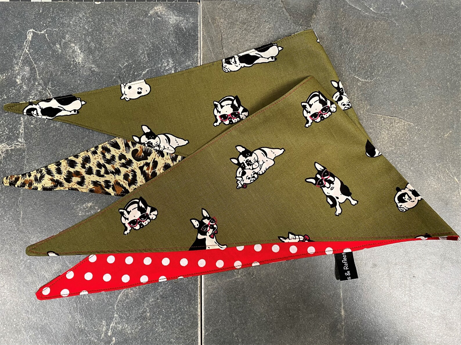 Hund Bandana Französisch Bulldogge auf Olivgrün Mops Hund Etsy