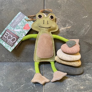 Francois le Frog robust dog toy, eco friendly dog toy, natural dog toy