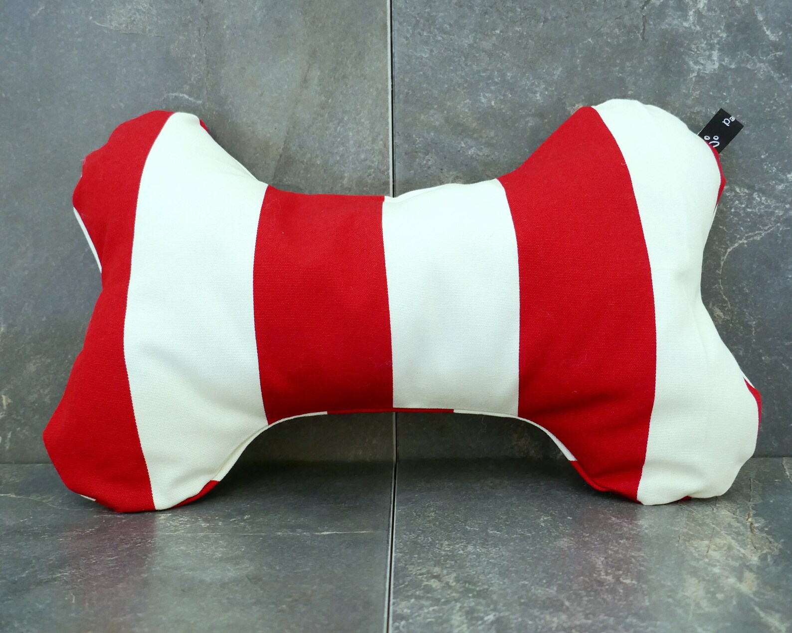 Dog bone cushion red and white stripes dog present dog lover | Etsy