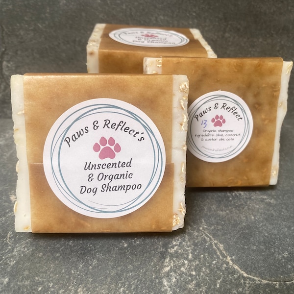 Dog shampoo bar, unscented organic shampoo, eco friendly, artisan bar, handmade,  zero waste,