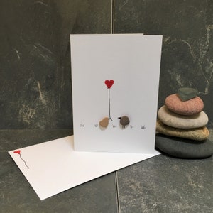 Biglietto d'auguri fatto a mano con ciottoli per anniversario, compleanno, fidanzamento, festa della mamma