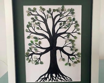 Handcrafted Natural Sea Glass Tree Art - Unique Nature