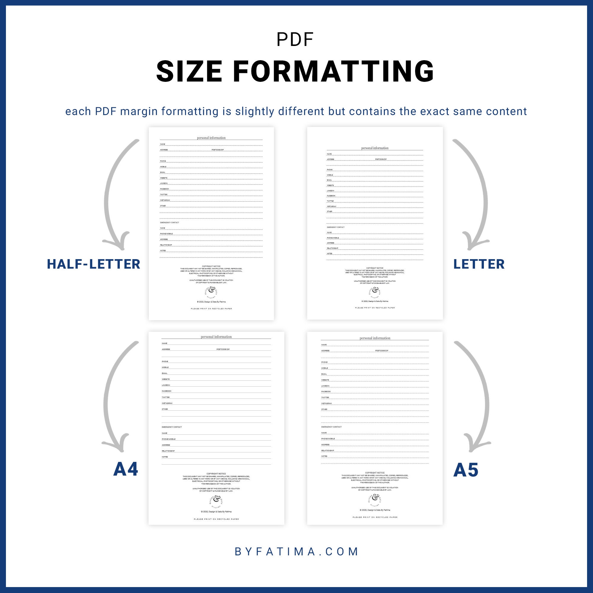 HalfLetter Size Perpetual Weekly Printable Planner INSTANT Etsy