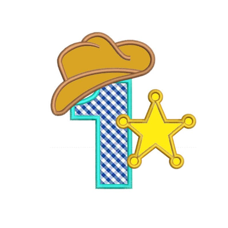 Sheriff number 1 1st birthday applique embroidery | Etsy