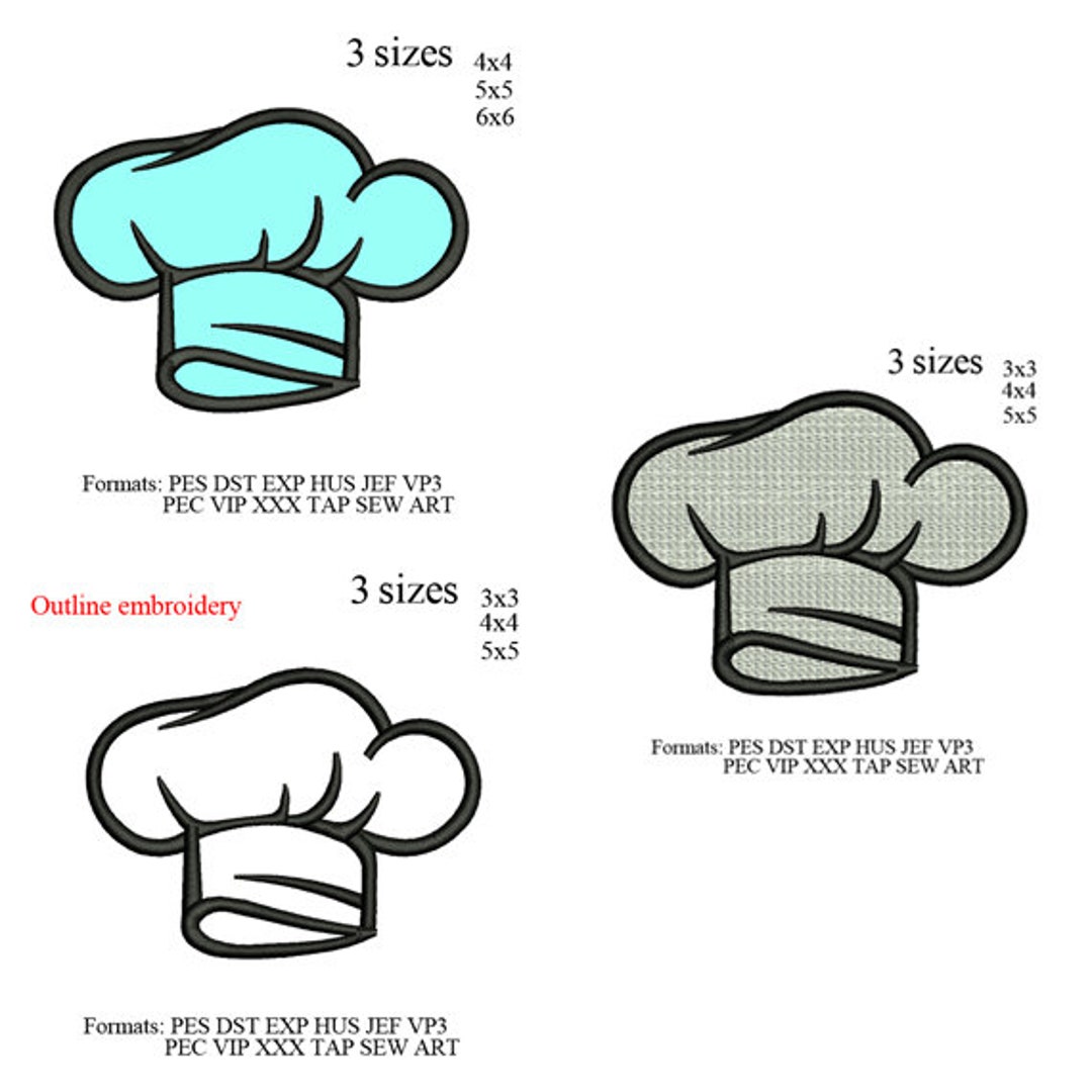 Chef Hat Embroidery Designs, Chef Hat Embroidery Machine, Hat