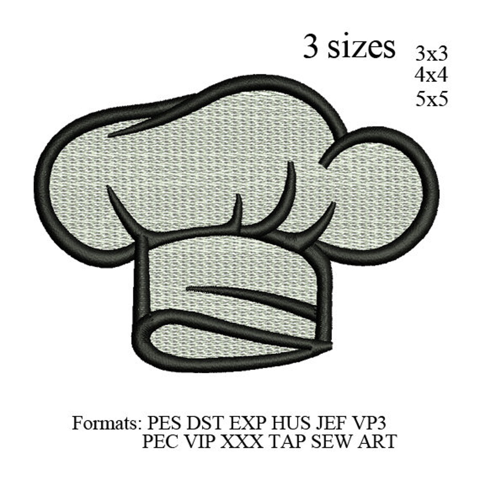 Chef Hat Fill Stitches Embroidery Design Chef Hat Fill Etsy