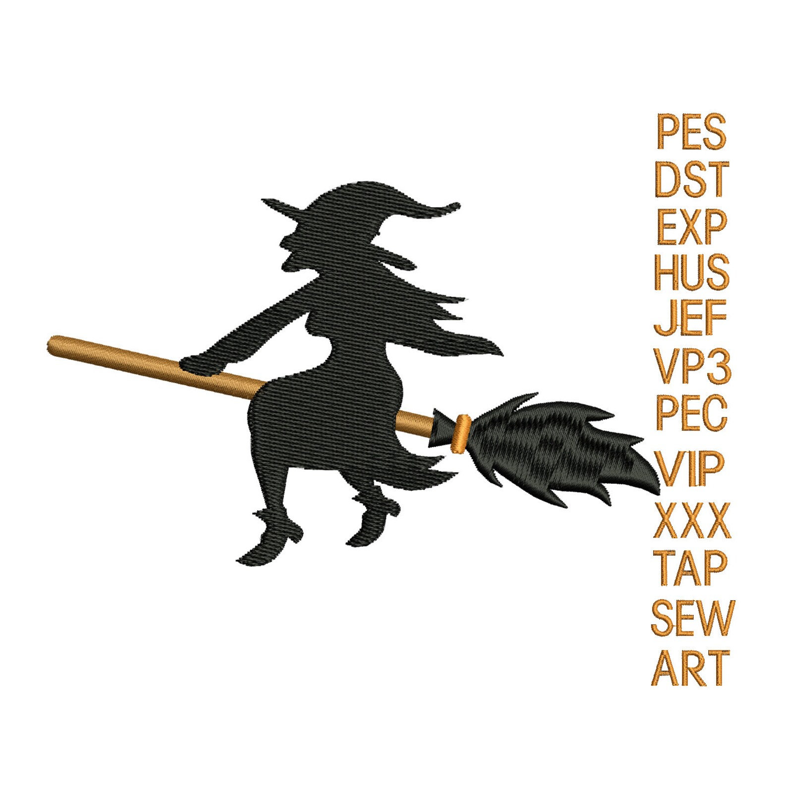Witch with broom embroidery design halloween embroidery  etsy Witch with broom embroidery design halloween embroidery  etsy