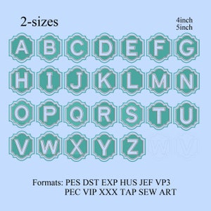 embossed terry towel embroidery designs, monogram A-Z frame and letters embroidery files for hoop 4x4, 5x7 birthday gift idea digital font