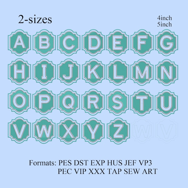 embossed terry towel embroidery designs, monogram A-Z frame and letters embroidery files for hoop 4x4, 5x7 birthday gift idea digital font