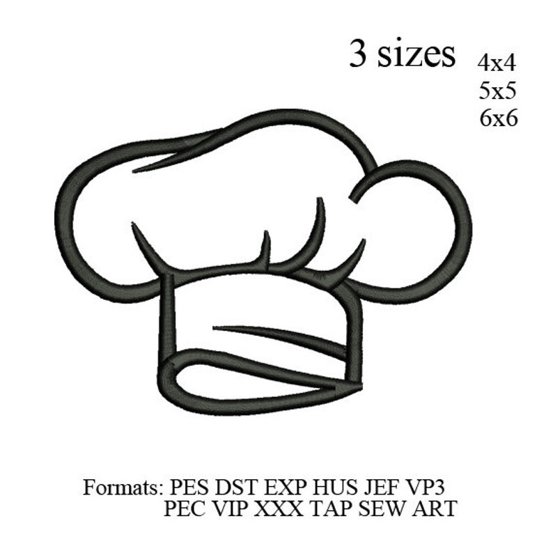 Chef Hat Applique Embroidery Design Chef Hat Applique Etsy