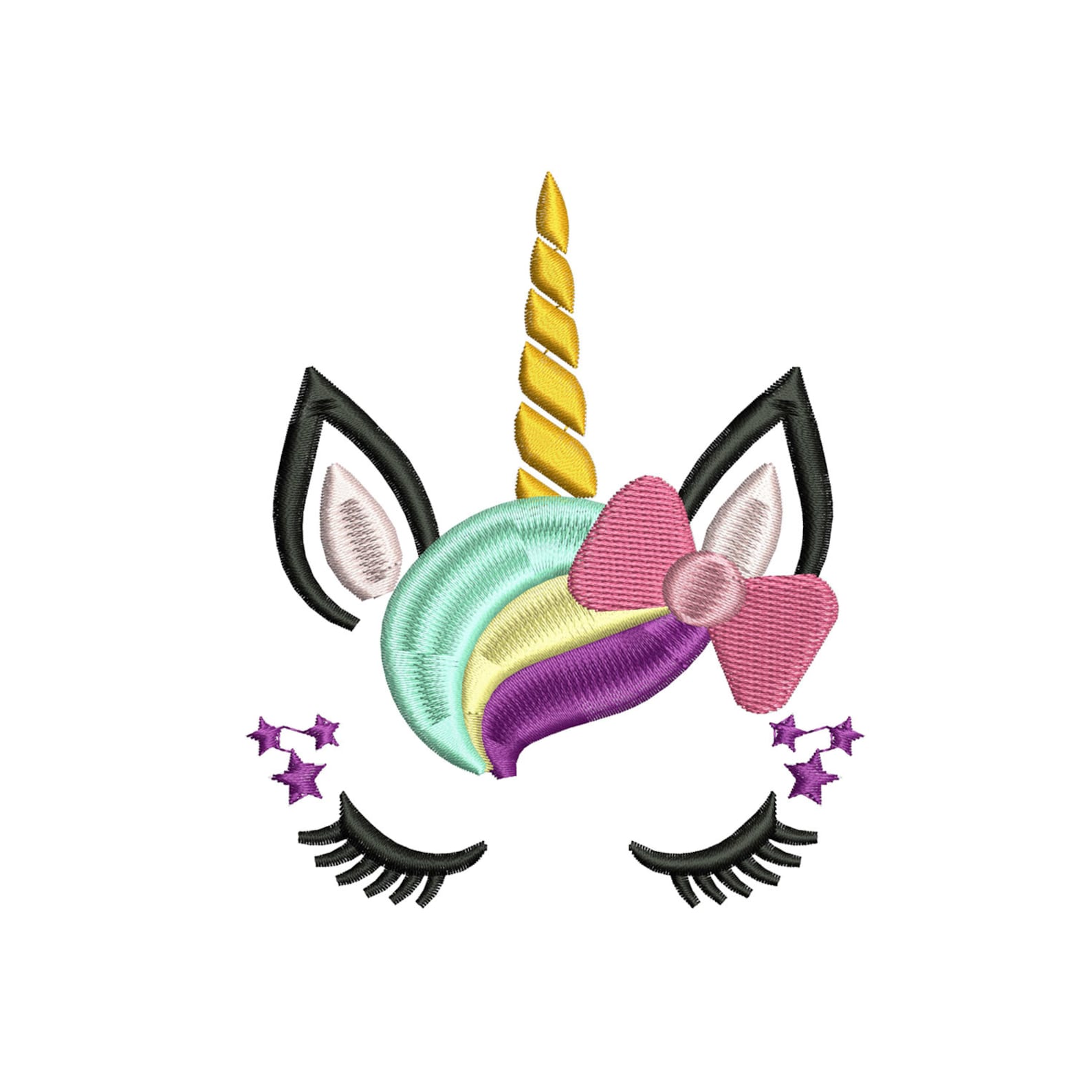 Unicorn Embroidery Designs Pretty Eyes Unicorn With Roses Etsy