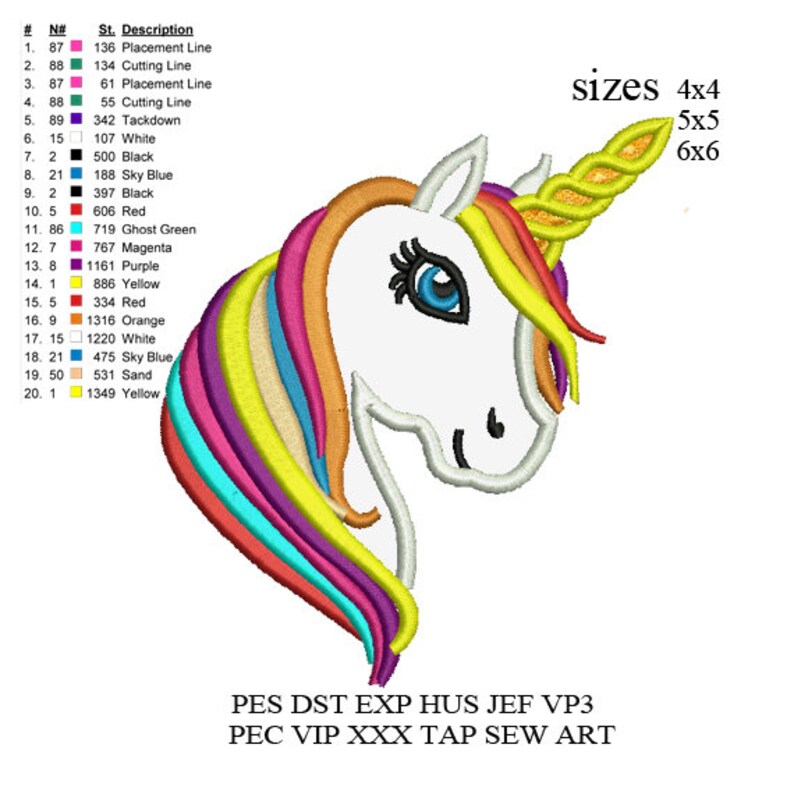 Unicorns Embroidery Designs Unicorn Applique Designs Cute Etsy