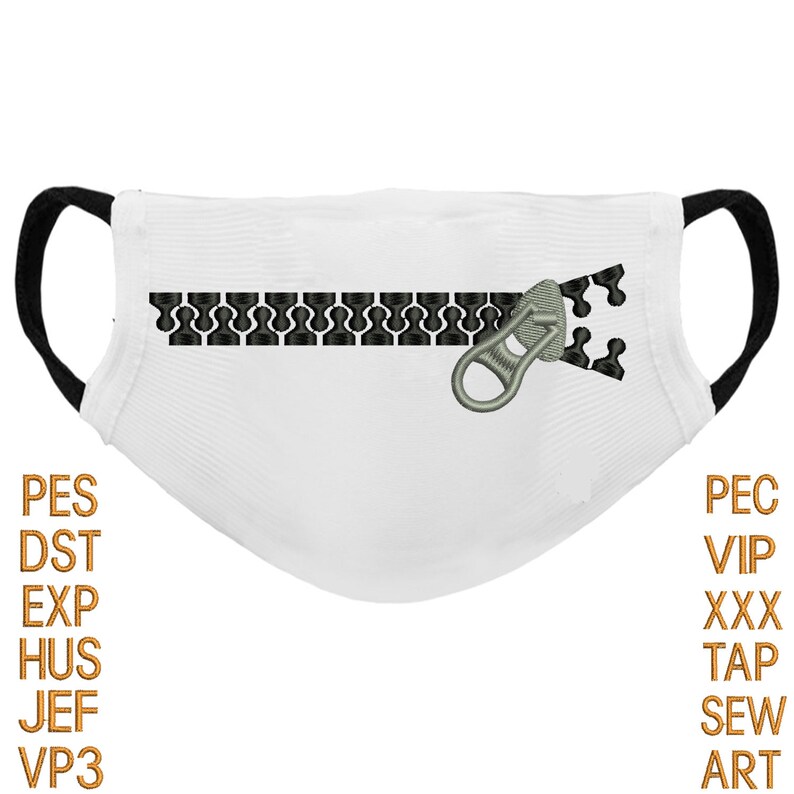 Zipper Mask Embroidery Design Zipper Closed Mouthadults Etsy