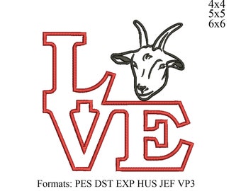 Goat embroidery design,Goat love embroidery machine, love Goat embroidery pattern,cute goat embroidery,outline goat k1224