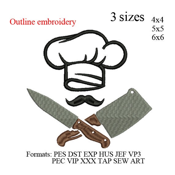 Chef Hat and Knives Kitchen Chef Hat Embroidery Design, Chef Hat Embroidery  Machine, K1153 , Instant Download -  Canada