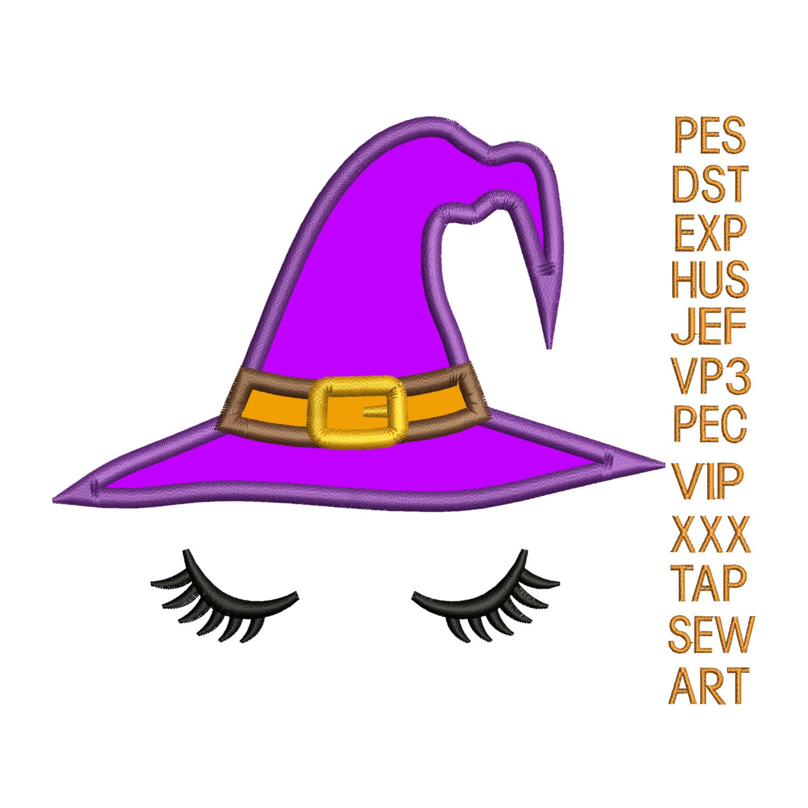 Cute witch face applique embroidery design Halloween applique Etsy