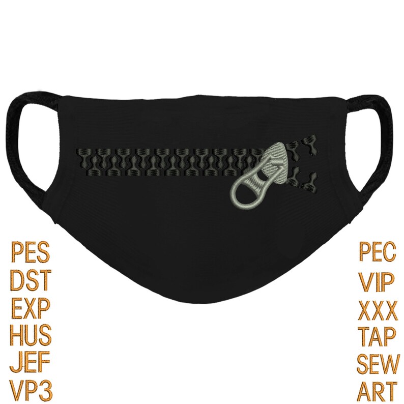 Zipper Mask Embroidery Design Zipper Closed Mouthadults Etsy
