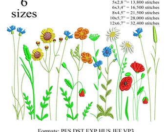 Wildflowers embroidery design, herb, plants, floral embroidery design, Danish Meadow Flower Herb, Machine embroidery file, floral file K3210