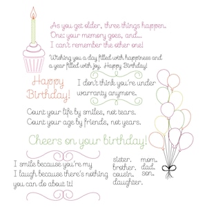 Birthday Sentiments SVG Pack - Single Line Drawing - Cardmaking SVG - Sketch SVG - Birthday Sketch File - Thin Line Card Designs