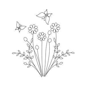 Floral Flutter SVG - Single Line Drawing - Line Art SVG - Schets SVG - Flower Design - Floral Design - Thin Line Flower - Flower Sketch