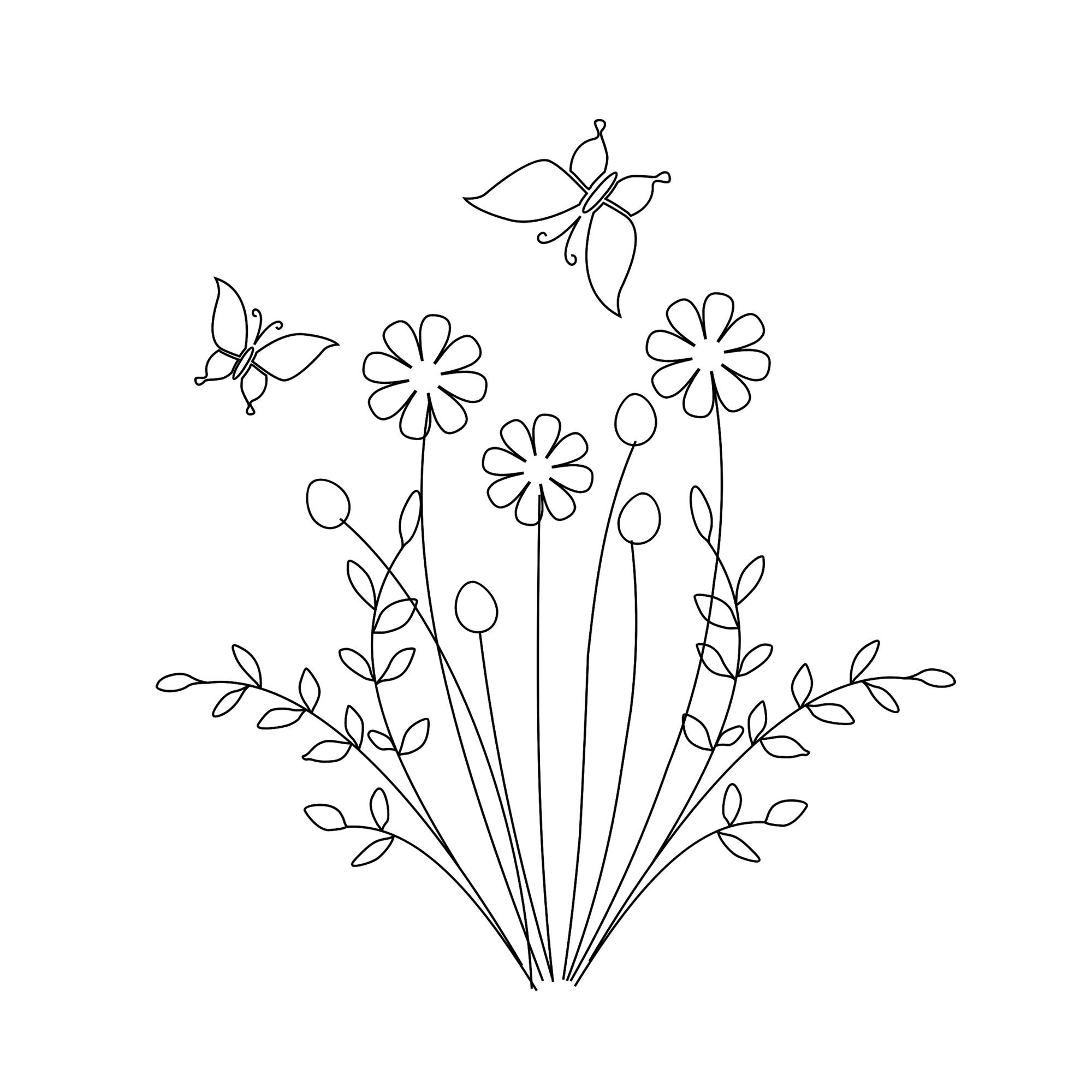 Floral Flutter SVG - Single Line Drawing - Line Art SVG - Sketch SVG ...