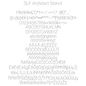 Einzeilige Schablonenschrift -Einzeilige Schrift -Hairline-Schrift -Glowforge-Schrift -Silhouette-Schrift -Schreibschrift - Maschinist-Schrift SLf Architekt Schablone