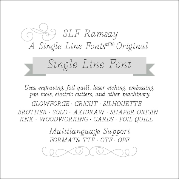 Single Line Fonts Monoline Fonts for Silhouette - Scoring Font - Engraving Font - Foil Quill Font - Sketch Pen Font - "SLf Ramsay"