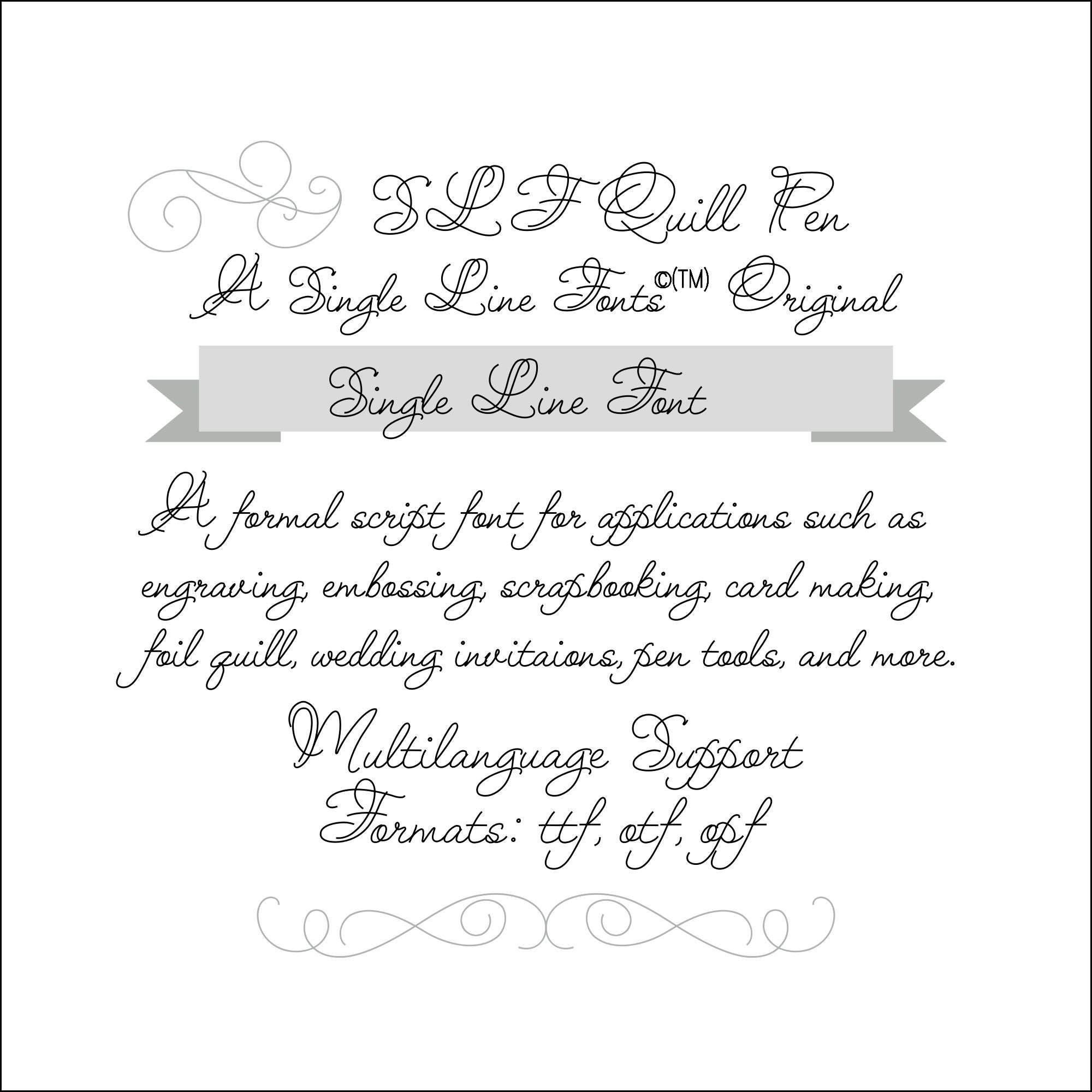 GENUINE Single Line Fonts©tm Slf Quill Pen Sketch Pen Font Etsy