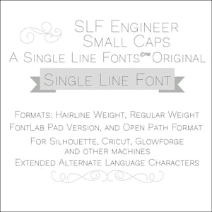 May include: A digital download of a single line font called "Single Line Font" by SLF Engineer. The font is available in hairline and regular weight, as well as FontLab Pad version and open path format. It is compatible with Silhouette, Cricut, Glowforge, and other machines. The font includes extended alternate language characters.