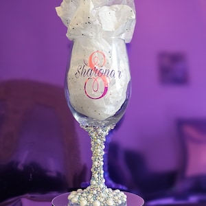 Personalized Bedazzled Wine Glass