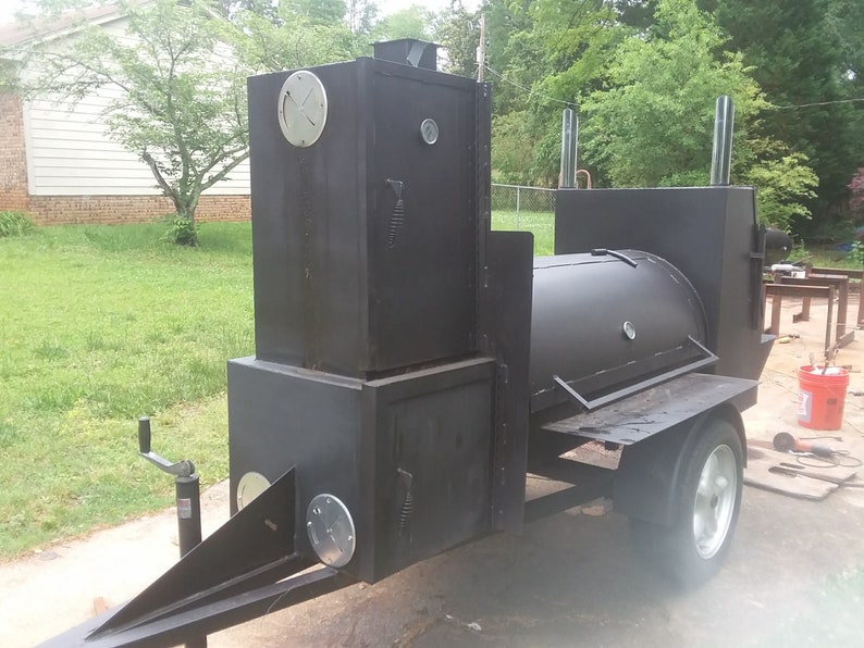 Pull Behind Reverse Flow Smoker Grill Etsy