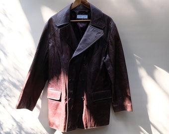 KRIEGSMARINE 70's Old Military Heavy leather Reefer coat KRIEGSMARINE 70's Old Military Heavy leather Reefer coat