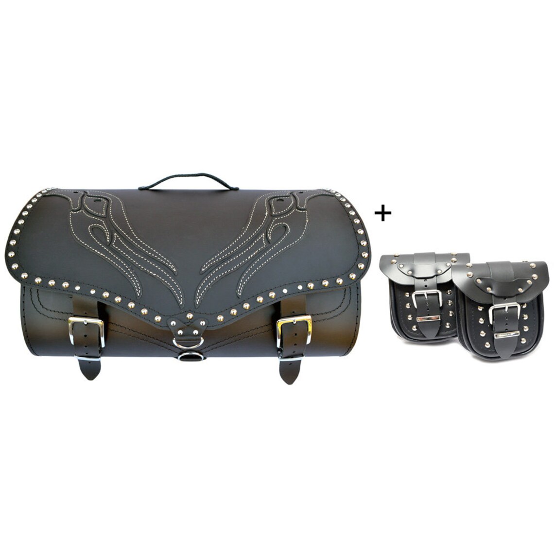 Motorcycle leather rear bag saddlebag top case pannier eagle Etsy