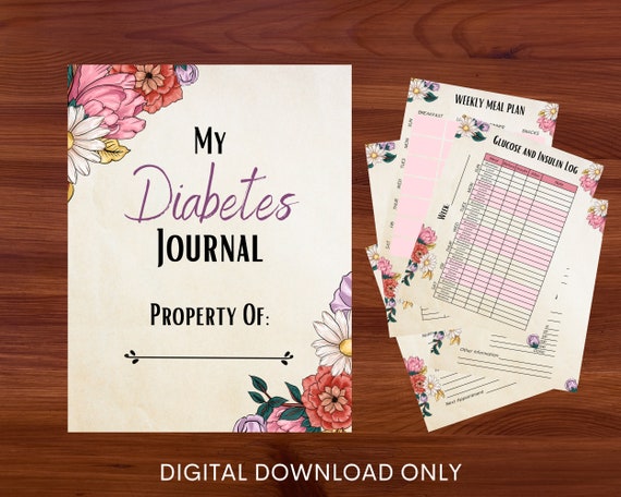 Floral Diabetes Journal Printable Blood Glucose Log Book - Etsy