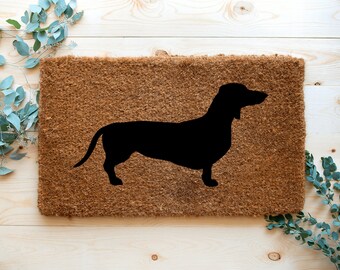 Sausage Dog | Novelty Handmade Doormats | Funny Doormats |  | Rude Doormat Designs| Outdoor Doormat | Natural Doormat | Custom Doormats