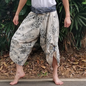 Samurai  pants Fisherman pants Thai Cotton Hippie pants, Yoga pants,Samurai Pants Women & Men Yoga Pants Ninja Pants Harem Pants Boho Pants