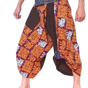 Samurai pants fisherman pants Elephant Thai designs  Aladdin pants Comfy Clothing Unisex  Pants Harem  Boho Pants Wide leg wrap Pants Summer