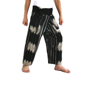 Thai fisherman pants  ,Free running pants , Black Printed New Samurai pants,Yoga pants,Samurai Pants Women Men , Lounge pants 100%cotton