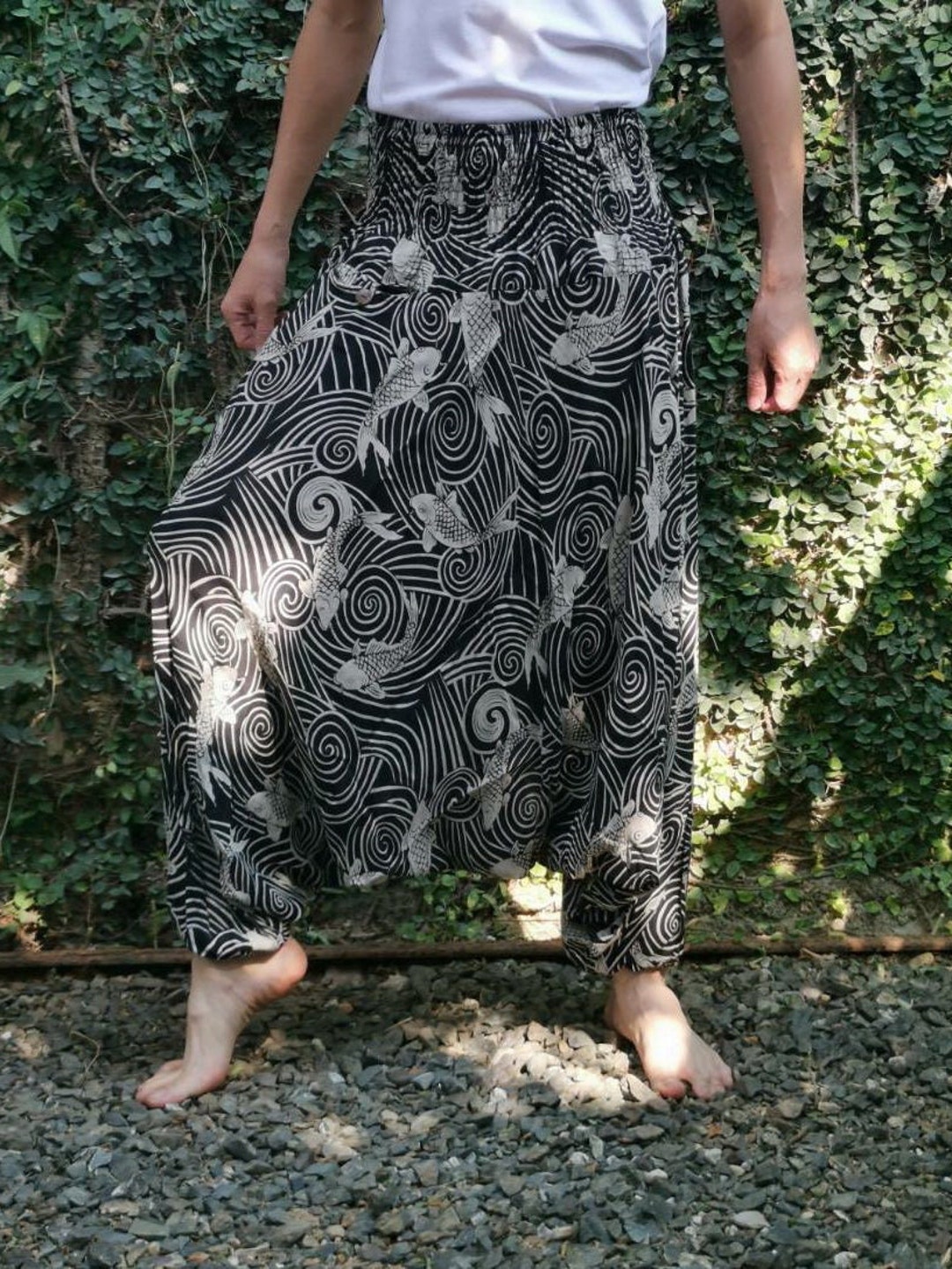 Sarouel d'été pour femme, pantalon à enfiler, pantalon de plage bohème, léger, décontracté avec poches, pantalon de fitness et t-shirt, Noir , XXL