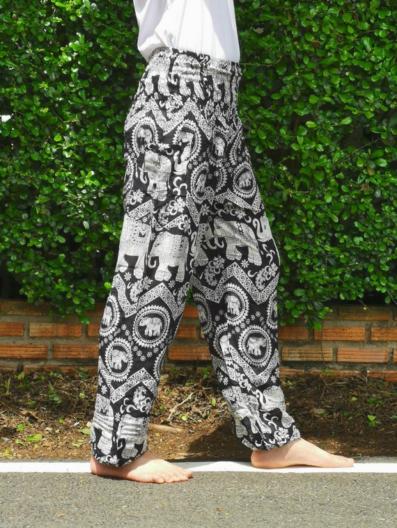 Elephant Pants Elephant Paisley Pattern - Thai Fisherman Pants & Harem Pants  for Men and Women