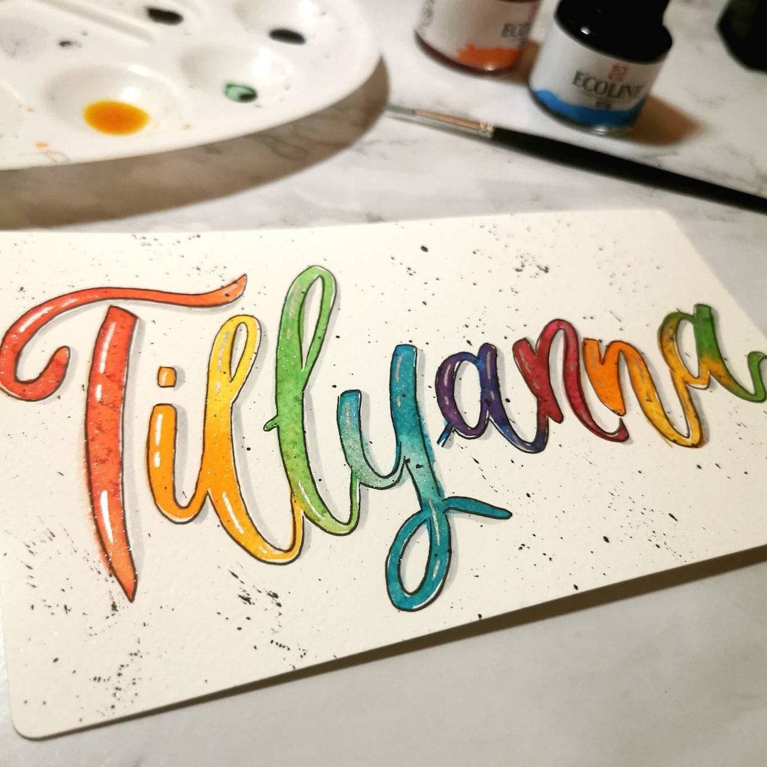 Custom Hand Lettering Rainbow Name Art Brush Calligraphy