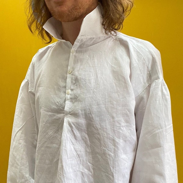 Men's white linen shirt C18th style