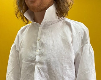 Men's white linen shirt C18th style