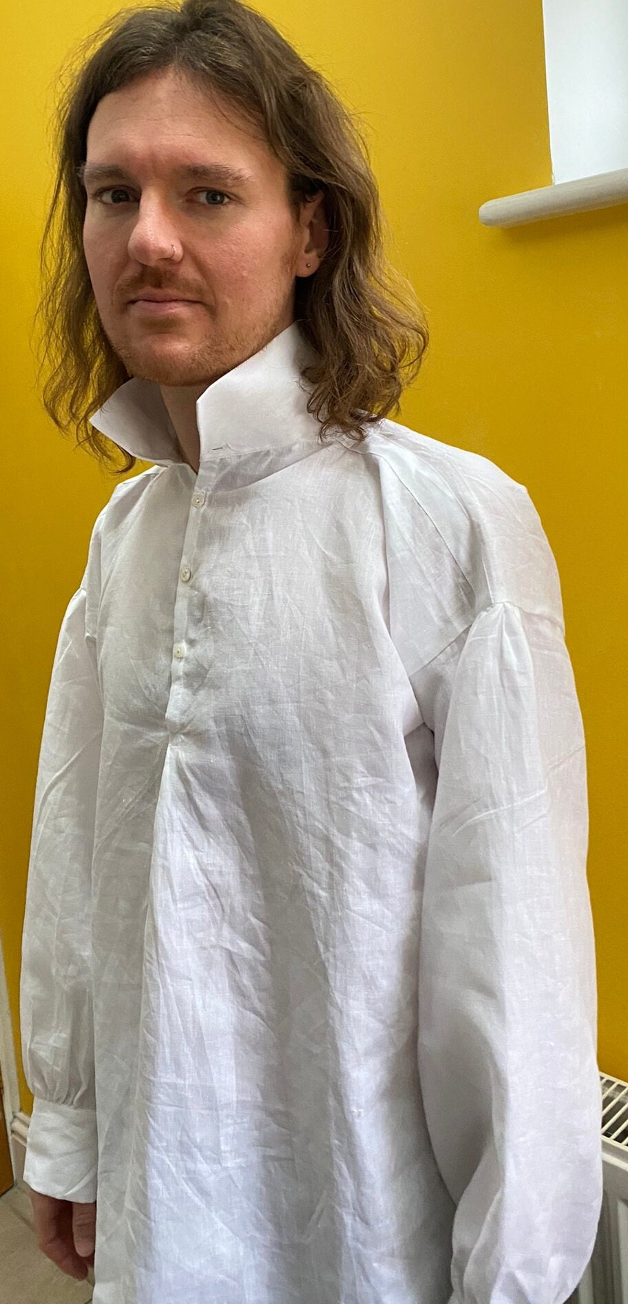 Men's White Linen Shirt C18th Style - Etsy